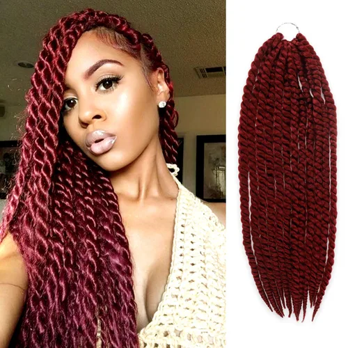 Miniatura 33 de Trenzas de ganchillo de pelo sintético auténtico doble Jumbo Senegalese Twist 12" (30)