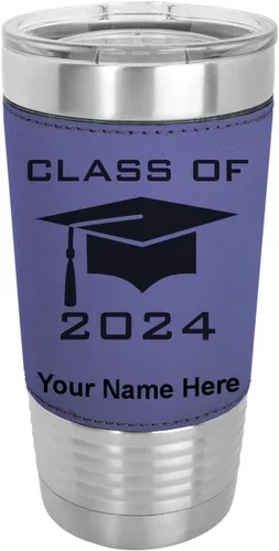Miniatura 23 de LaserGram Vaso aislado al vacío de 20 onzas, con grabado personalizado incluido (piel sintética, estilo béisbol)