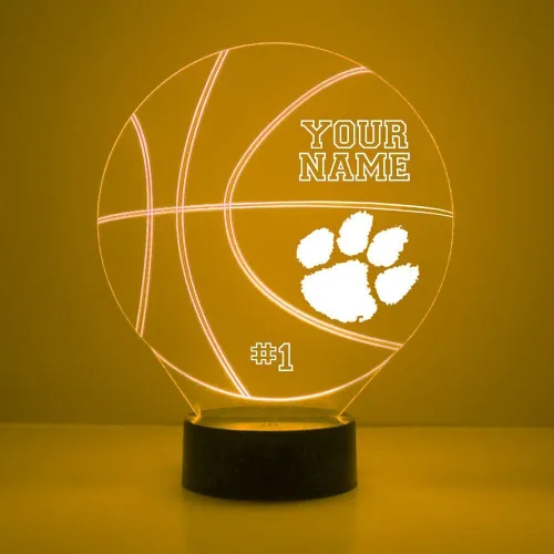 Miniatura 32 de Lámpara de luz nocturna personalizada de la Universidad de Missouri (Mizzou) Tigers con bola de baloncesto y logotipo, letrero LED con control