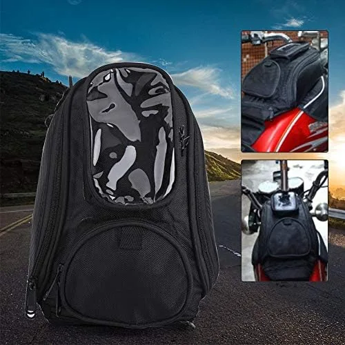 Miniatura 3 de Aramox Bolsa de tanque de motocicleta, bolsa magnética universal, bolsa de sillín de motocicleta con correa