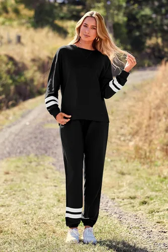 Miniatura 101 de Prettygarden - Conjunto de pijama de dos piezas para mujer, diseño de teñido anudado, sudadera informal de manga larga con pantalones largos, ropa