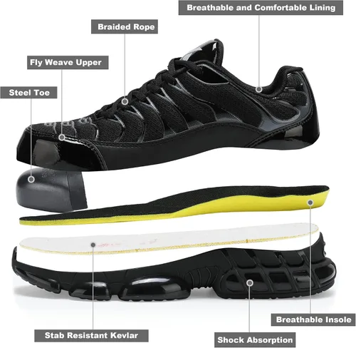 Miniatura 6 de Steel Toe Shoes for Men Indestructible Work Shoes Lightweight Steel Toe Sneakers Non Slip Safety Shoes Puncture Proof Composite Toe Shoes