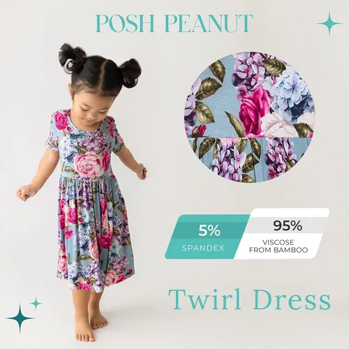 Miniatura 77 de Posh Peanut - Vestidos para niñas – Vestido suave para niña hecho con viscosa de bambú – Vestidos de otoño, primavera y verano para niñas