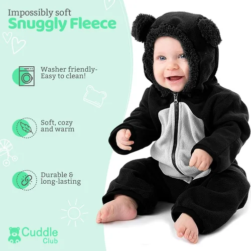 Miniatura 108 de Enterizo de vellón para bebé, rómper de una sola pieza con capucha para niños, ropa para exteriores, chaqueta infantil