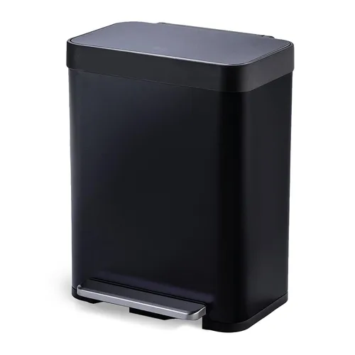 Miniatura 11 de Home Zone Living - Cubo de basura delgado para cocina de 13 galones con dos compartimentos para reciclaje, de acero inoxidable, color negro, 50