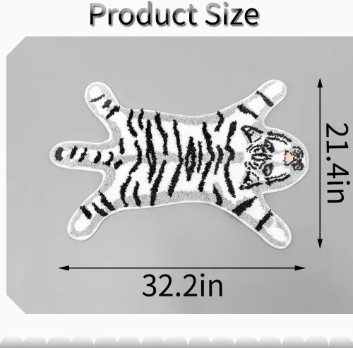 Miniatura 2 de Tapete de baño de tigre para baño, diseño de dibujos animados de tigre blanco, antideslizante, absorbente, pequeño, decoración de baño, alfombra
