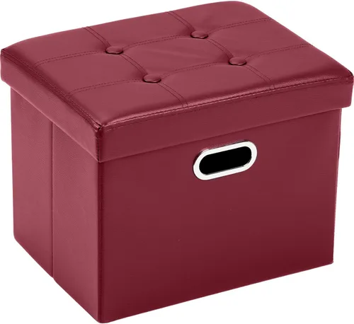 Miniatura 11 de COSYLAND - Reposapiés u otomano con almacenamiento plegable de piel, con agujero para agarrar, para habitación, tamaño pequeño, rectangular, 17 x 15