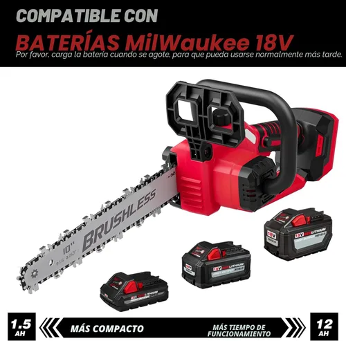 Miniatura 2 de Sierra de poste inalámbrica 2 en 1 de 10 pulgadas y motosierra compatible con batería Milwaukee M18 de 18 V, alcance total de máximo 15 pies