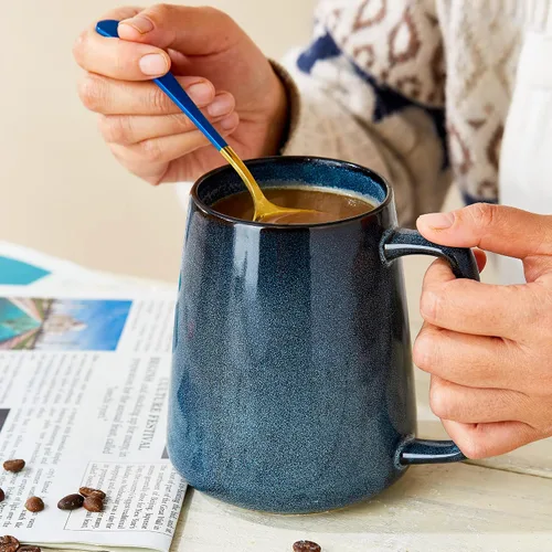 Miniatura 4 de Tazas de cerámica grande de 21 oz, Tazas extra grandes para té y café, diseño de asa grande, taza de café grande para oficina y hogar, apta