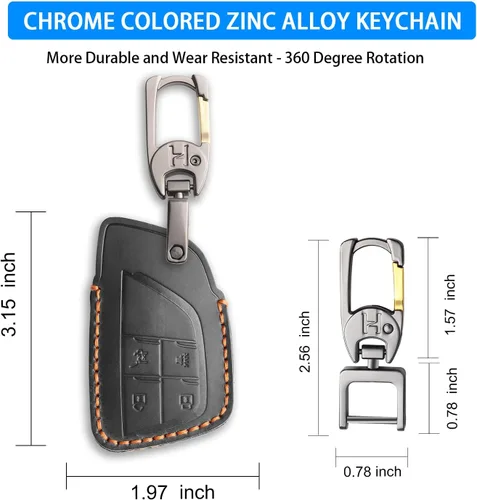 Miniatura 3 de MILD EAST Funda de llavero de cuero genuino para Chevy, funda de llavero inteligente compatible con 2021/2022/2023/2024/2025 GMC Yukon Denali Sierra