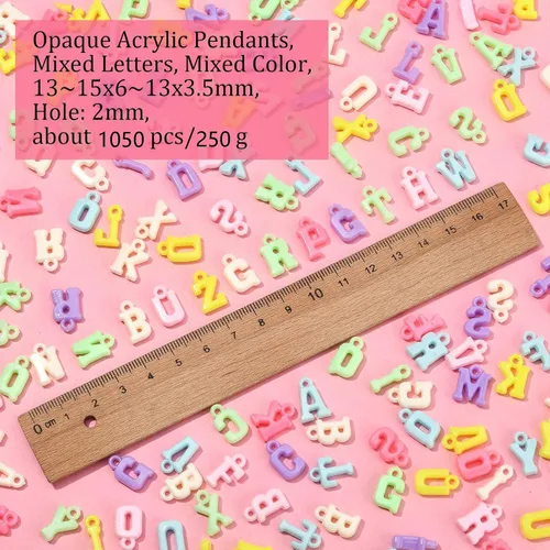 Miniatura 4 de LiQunSweet 1000 piezas de acrílico opaco con letras mixtas del alfabeto, dijes iniciales para aretes, collares, pulseras, llaveros, joyas