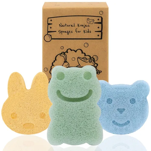 Miniatura 5 de myHomeBody Konjac - Esponja de baño para bebé, formas lindas, natural, para niños, bebés, recién nacidos, segura a base de plantas, juego de 3