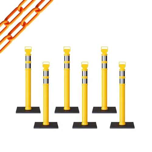 Miniatura 59 de Trafford Industrial - Paquete de 6 postes de delineador de 45 pulgadas, collares reflectantes de 3 pulgadas, base de goma de 10 libras
