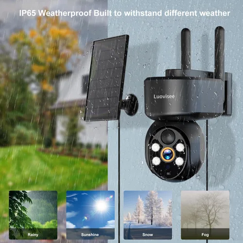 Miniatura 9 de Luovisee Cámara de seguridad solar 2K inalámbrica para exteriores, cámaras WiFi para seguridad del hogar alimentadas por batería, compatible