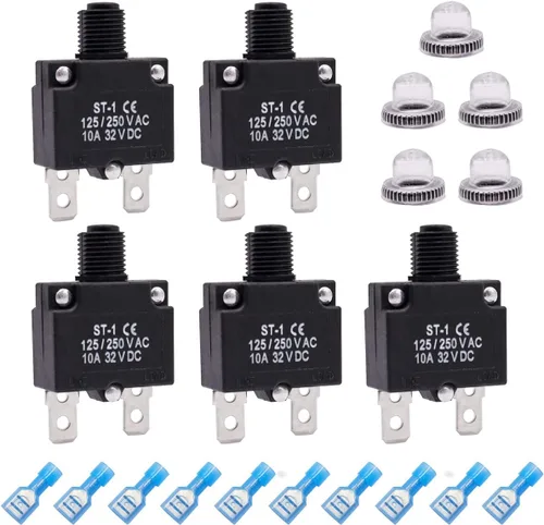 Miniatura 7 de mxuteuk 5 interruptores automáticos de 3 amperios con botón de reinicio manual de 125/250 V CA 32 V CC, interruptor protector de sobrecarga