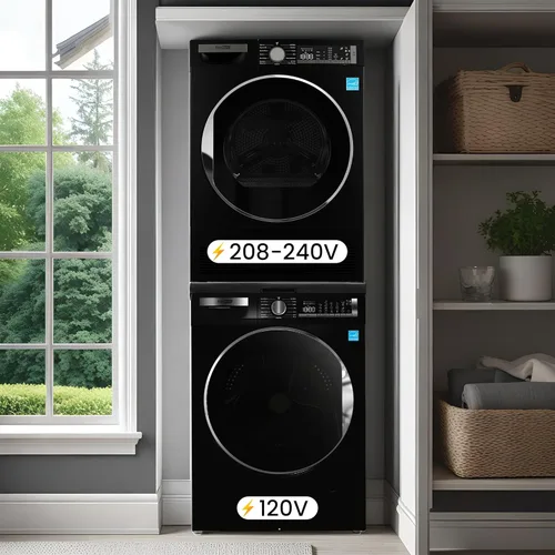 Miniatura 8 de Conserv 2.2 cf 120 V Lavadora y 4 Cf 220V Secadora Condensación Fabricada en Europa (Negro Mate)