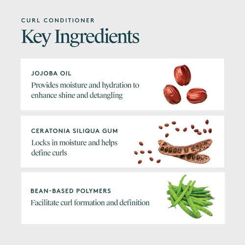 Miniatura 6 de VIRTUE Acondicionador de rizos con aceite de jojoba, sin sulfatos, hidrata, nutre y repara el cabello rizado con control de encrespamiento