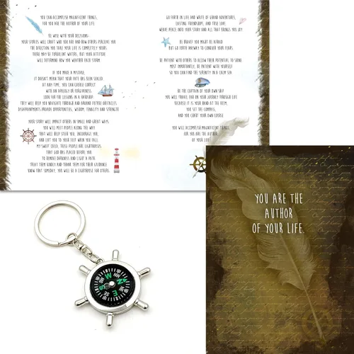 Smiling Wisdom - Old World - Tarjeta de felicitación y recuerdo con texto en inglés «You Are The Author of Your Life» («You Are The Author of Your