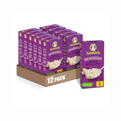 Miniatura 24 de Conchas de Annie's y Cheddar Añejo Real, hecho con pasta orgánica y queso real, 6 onzas