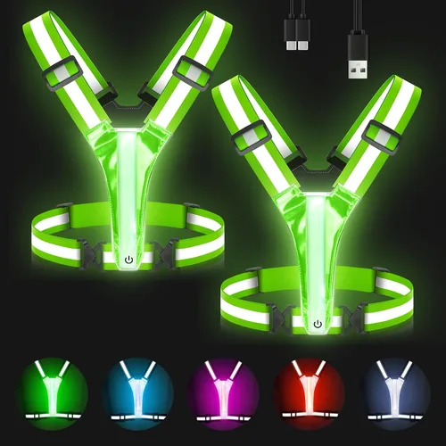 Miniatura 9 de Zacro LED Reflective Vest Running Gear, 5 Lights Colors High Visibility Reflective Running Gear Rechargeable Light Up Running Vest for Walking