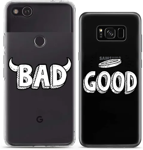 Miniatura 6 de Fundas a juego para parejas compatibles con iPhone 16 15 14 13 12 11 Pro Max Mini Xs X 6s 8 Plus 7+ Xr 10 SE 5 Bad Good Relationship Best Friend