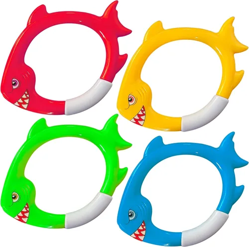 Miniatura 7 de Haktoys Anillos de buceo de tiburón, juguetes de buceo para niños, juguetes de entrenamiento de natación para niños y niñas, juegos de piscina