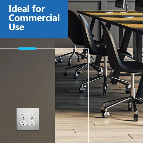 Miniatura 5 de LIDER Placa de pared de metal para receptáculo doble dúplex, resistente a los impactos/corrosión, cubierta de salida de metal, acero inoxidable 430