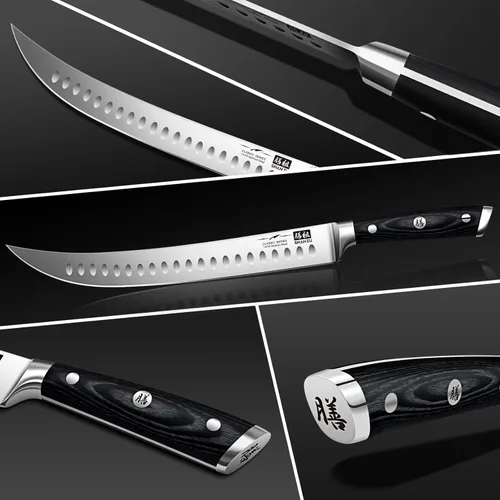 Miniatura 3 de SHAN ZU Cuchillo de rebanar de 12 pulgadas - Cuchillo profesional alemán para rebanar y trinchar carne de pecho, hoja de acero inoxidable 1.4116