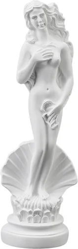 Estatua de diosa de concha de 7.6 pulgadas, escultura femenina clásica de resina blanca, elegante figura de nacimiento de belleza para decoración de