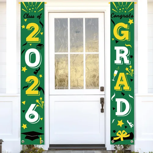 Miniatura 10 de Cartel de graduación para porche, letrero de clase, banderas colgantes de felicitaciones, escuela secundaria, universidad, fiesta, decoración