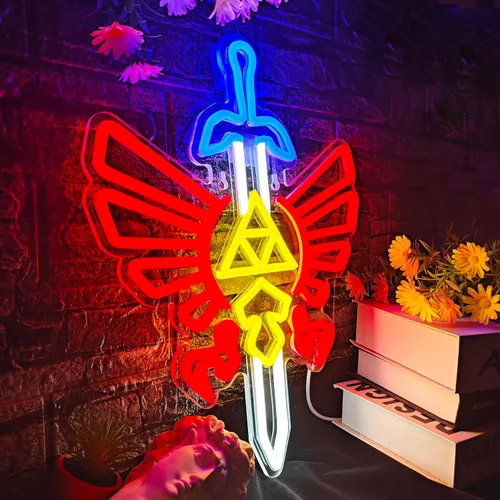 Miniatura 2 de Letrero de neón con espada para gamer, para decoración de pared, decoración de sala de juegos, regalos LOZ, espada maestra, letrero LED, decoración