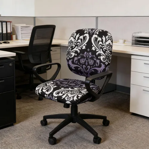 Miniatura 4 de Melaluxe Funda para silla de oficina de computadora, funda universal protectora y elástica para silla giratoria elástica Flor negra