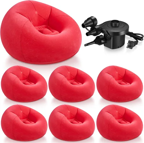 Miniatura 8 de Realspring 6, 9, 12 piezas de puf inflables para adultos con bomba de aire eléctrica, sofá plegable portátil inflable para acampar nocturno de cine