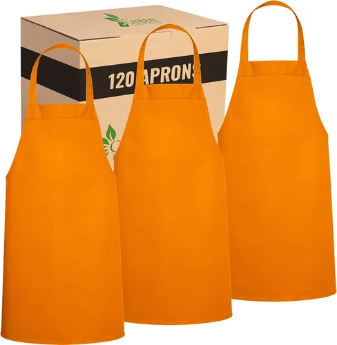 Miniatura 23 de GREEN LIFESTYLE Paquete de 2 delantales de chef con bolsillos, delantales de parrilla para hombres, delantal de cocina impermeable para barbacoa