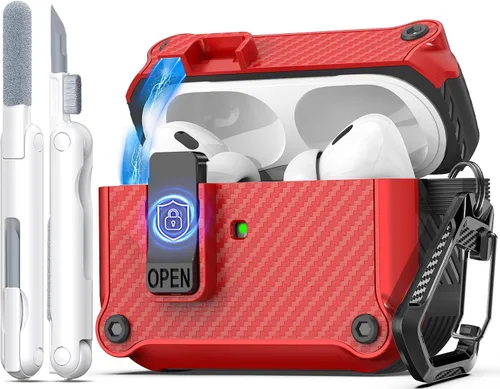 Miniatura 47 de R-fun - Funda para audífonos compatible con AirPods de 4.ª generación 2024, cubierta protectora de expulsión automática a prueba de caídas, puerto