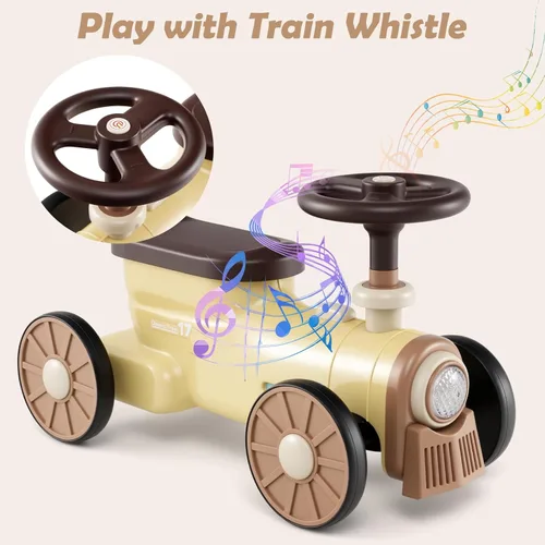 Miniatura 4 de OLAKIDS Auto de empuje para niños, auto deslizante de pie a piso con sonido de silbato de tren, almacenamiento debajo del asiento, regalo
