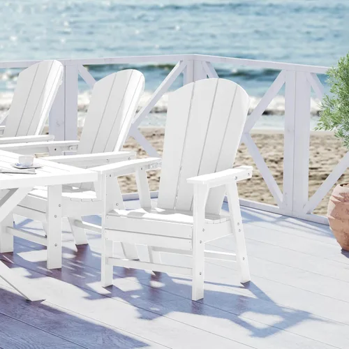 Miniatura 50 de WestinTrends Malibu Outdoor Patio HDPE Adirondack Silla de comedor para patio, color negro