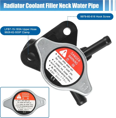 Miniatura 6 de uxcell No.LFB7-15-17YA Cuello de relleno del radiador del motor con tapa completamente sellada para Mazda 5 2.3L L4 2006-2010 Tubo de agua