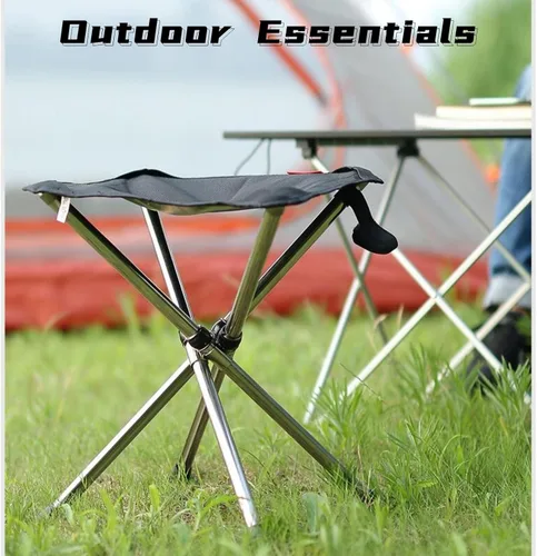 Miniatura 3 de Taburete portátil para acampar con bolsillo lateral, asiento de campamento de 12.5 pulgadas, plegable, cómodo, ampliación para viajes, camping