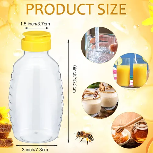 Miniatura 2 de Didaey 48 frascos de miel de 16 onzas con tapas, botellas de miel exprimibles a granel, recipiente de plástico transparente para miel, dispensador