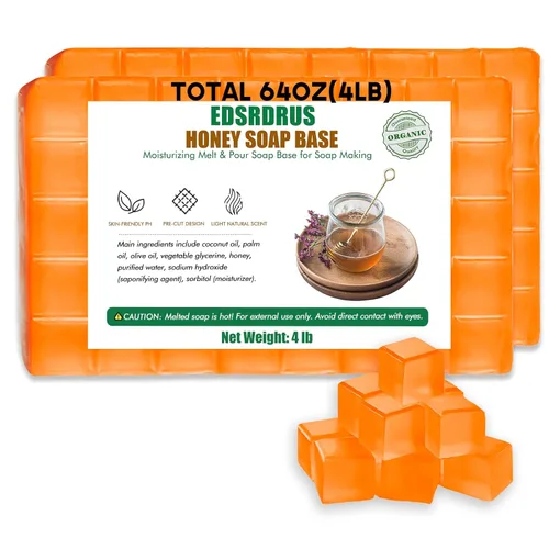 Miniatura 16 de EDSRDRUS Base de jabón aromática de 2 libras, hecha a mano con miel y aceite de coco, base de jabón hidratante para derretir y verter