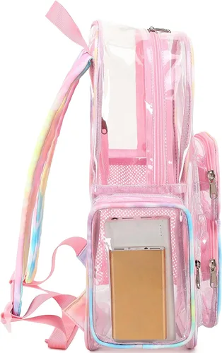 Miniatura 57 de CAMTOP Mochila transparente resistente y transparente para estudiantes, escuela, trabajo, festival, viajes, deportes, Beige, Mediana, Camtop Mochila