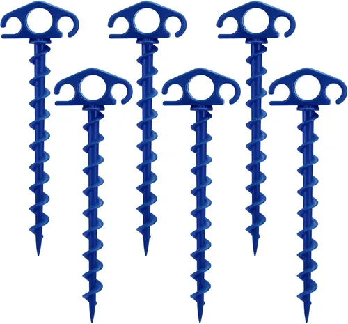 Miniatura 21 de Estacas de Anclaje para Tienda de Campaña Atornillables, Paquete de 6 Estacas de Arena para Playa de 9.4 Pulgadas, Clavijas Espirales Resistentes