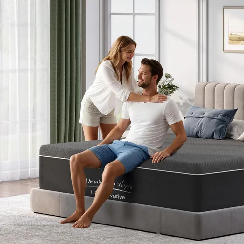 Miniatura 7 de Colchón de espuma viscoelástica de tamaño matrimonial, colchón de 10 pulgadas con té verde para aliviar la presión, cama firme media en una caja