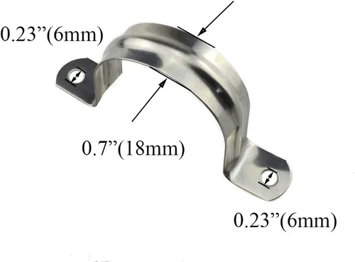 Miniatura 3 de Hahiyo Abrazaderas de soporte de tubo en U de dos agujeros, 0.315 in, resistente, sin óxido, brillante, fuerte, resistente al viento, sin afilado