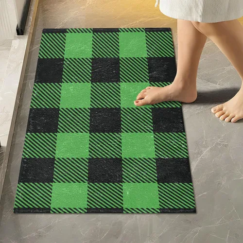 Miniatura 46 de Tapete de baño a cuadros negros y morados, suave, absorbente, lavable, tapete de baño para suelo de baño, tapete de baño antideslizante para baño