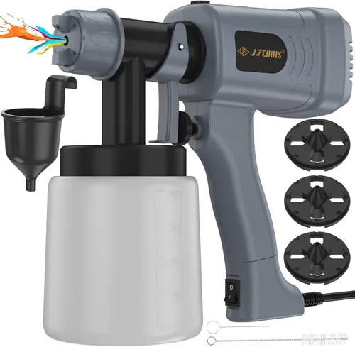 Miniatura 8 de Pulverizador de pintura de 400 W, 3 patrones de pulverización Hvlp pistola de pintura en aerosol, ancho y flujo de pulverización ajustables, Amarillo