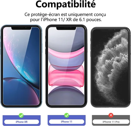 Miniatura 2 de NEW'C Paquete de 3 protectores de pantalla diseñados para iPhone 11 y iPhone XR (6.1 pulgadas), protección de vidrio templado mejorada, resistente a