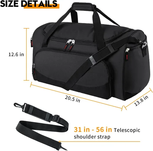 Miniatura 4 de Bolsa de gimnasio para hombre, 55 L, duradera, grande, para viajes, entrenamiento, fitness