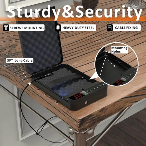 Miniatura 3 de Z ZLJUAN - Caja fuerte portátil para armas y pistolas con pantalla LCD de temperatura, humedad, huella digital biométrica, cerradura con teclado